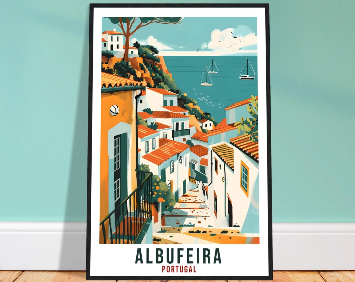 Albufeira Travel Poster, Portugal Landmark Artwork