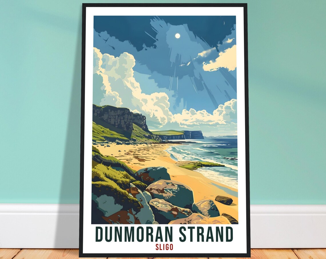 Dunmoran Strand Golden Beach Sea Cliffs Sligo Ireland Scenic Poster