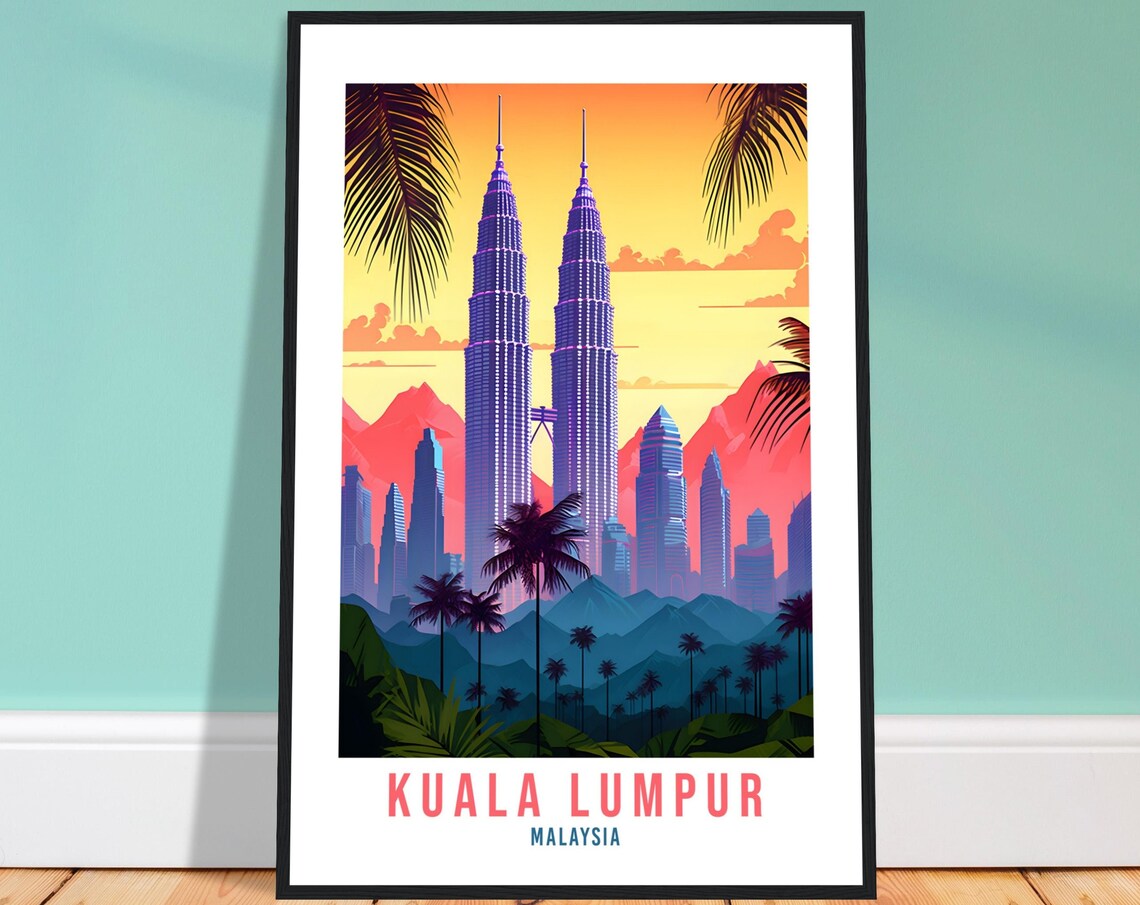 Kuala Lumpur Malaysia Iconic Petronas Twin Towers Sunset Poster