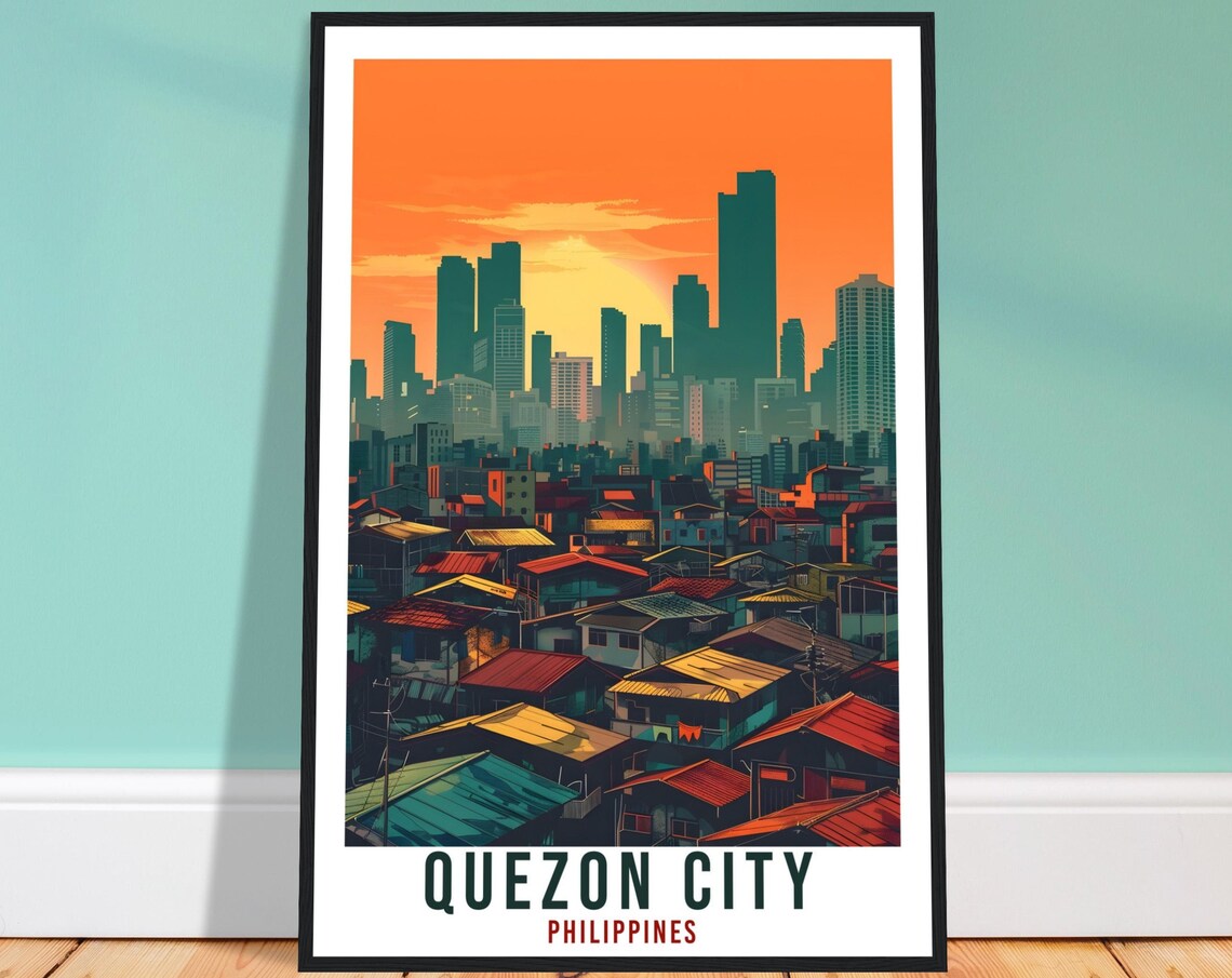 Quezon City Philippines Travel Poster, Asia Wall Art