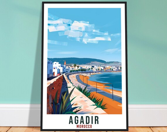 Agadir Morocco Travel Print Wall Art Wall Hanging Home Dcor Agadir Gift Art Lovers Morocco Artwork Gift Print African Landmark Poster
