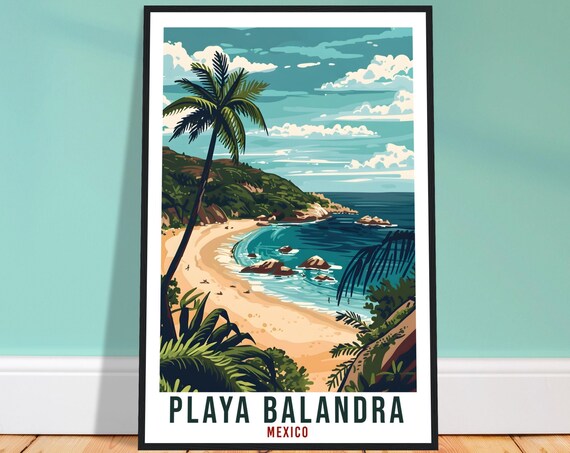 Playa Balandra Mexico Hidden Beach Cove Palm Trees Rocky Point View Poster