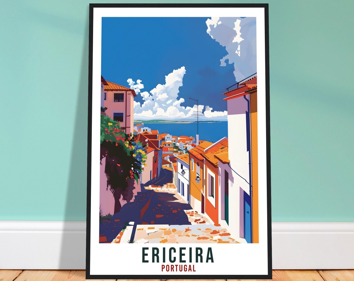 Ericeira Portugal Coastal Fishing Town Sea View Travel Poster