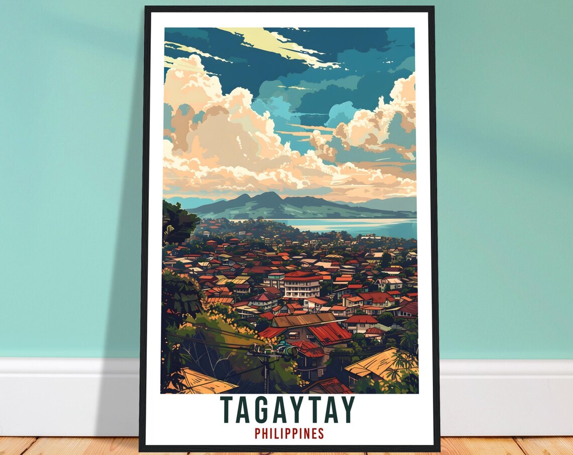 Tagaytay Philippines Scenic City Lake Volcano View Travel Poster