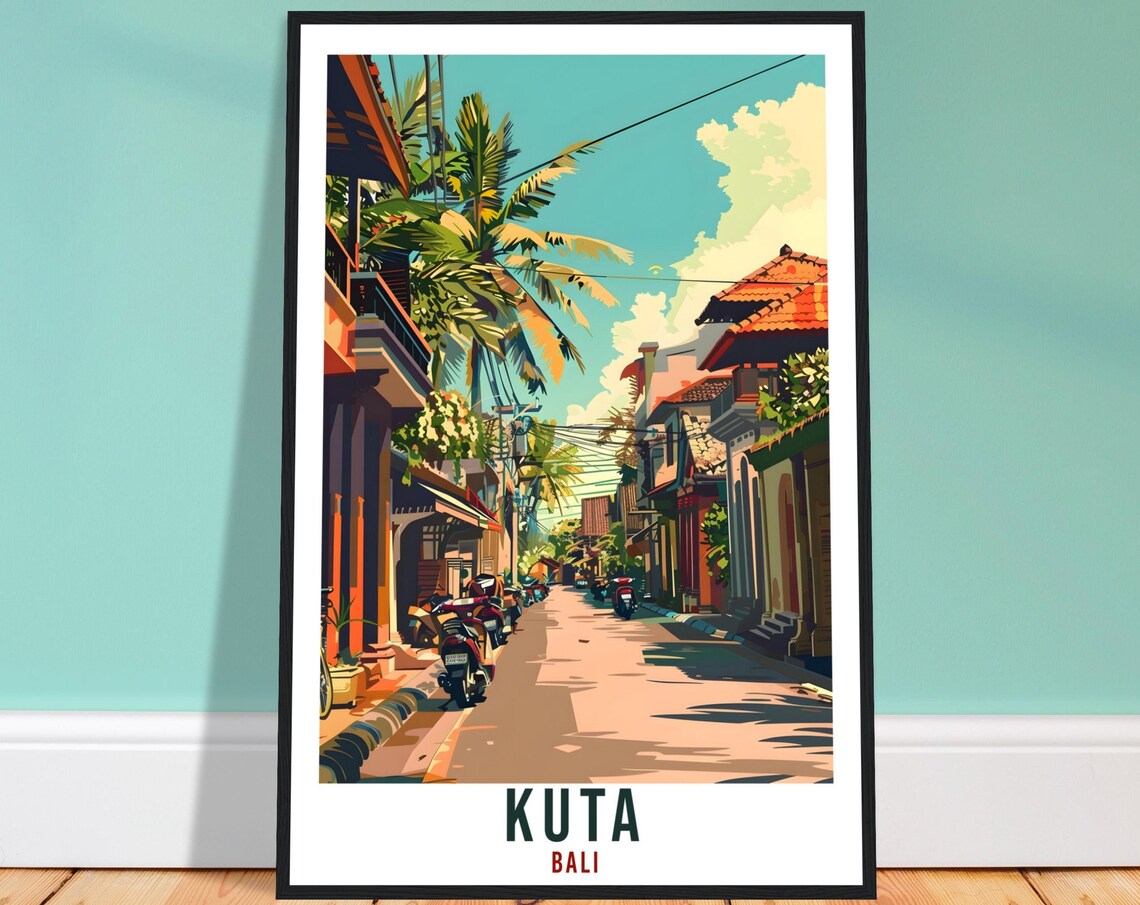 Kuta Bali Travel Print Bali Wall Art Wall Hanging Home Dcor Kuta Gift Landmark Artwork Travel Art Lovers Indonesia Kuta Travel Poster