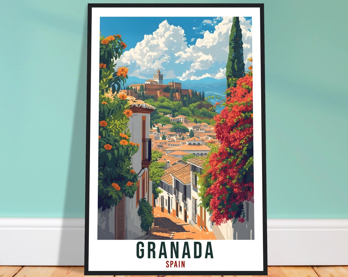 Granada Travel Poster, Spain City Wall Art