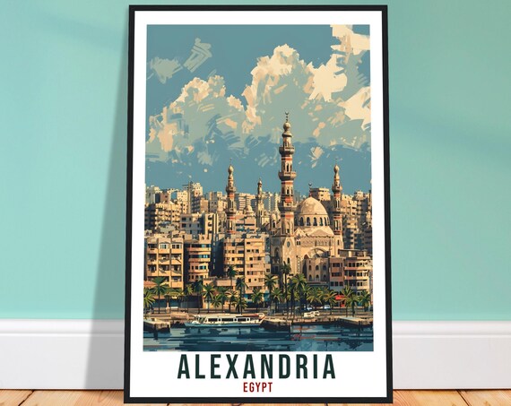 Alexandria Egypt Travel Print Wall Art Wall Hanging Home Dcor Alexandria Gift Art Lovers Egypt Artwork Gift Print African Landmark Poster