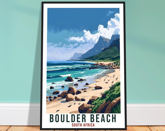 Boulder Beach South Africa Travel Print Wall Art Hanging Home Dcor Boulder Beach Gift Art Lovers Artwork Gift Print South African Poster