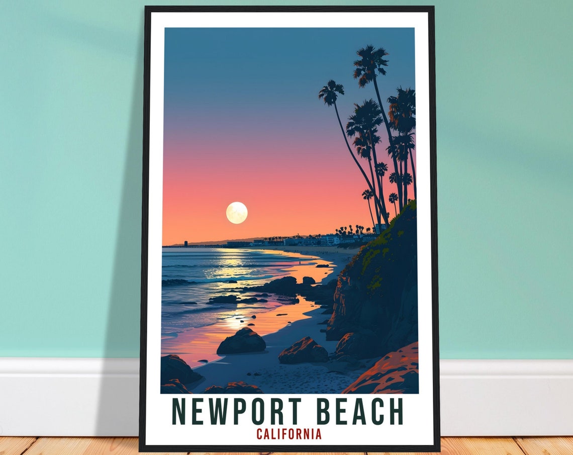 Newport Beach Travel Print California Home Decor Us City Wall Art Gift Wall Hanging Art Lover Newport Beach Artwork California Travel Poster