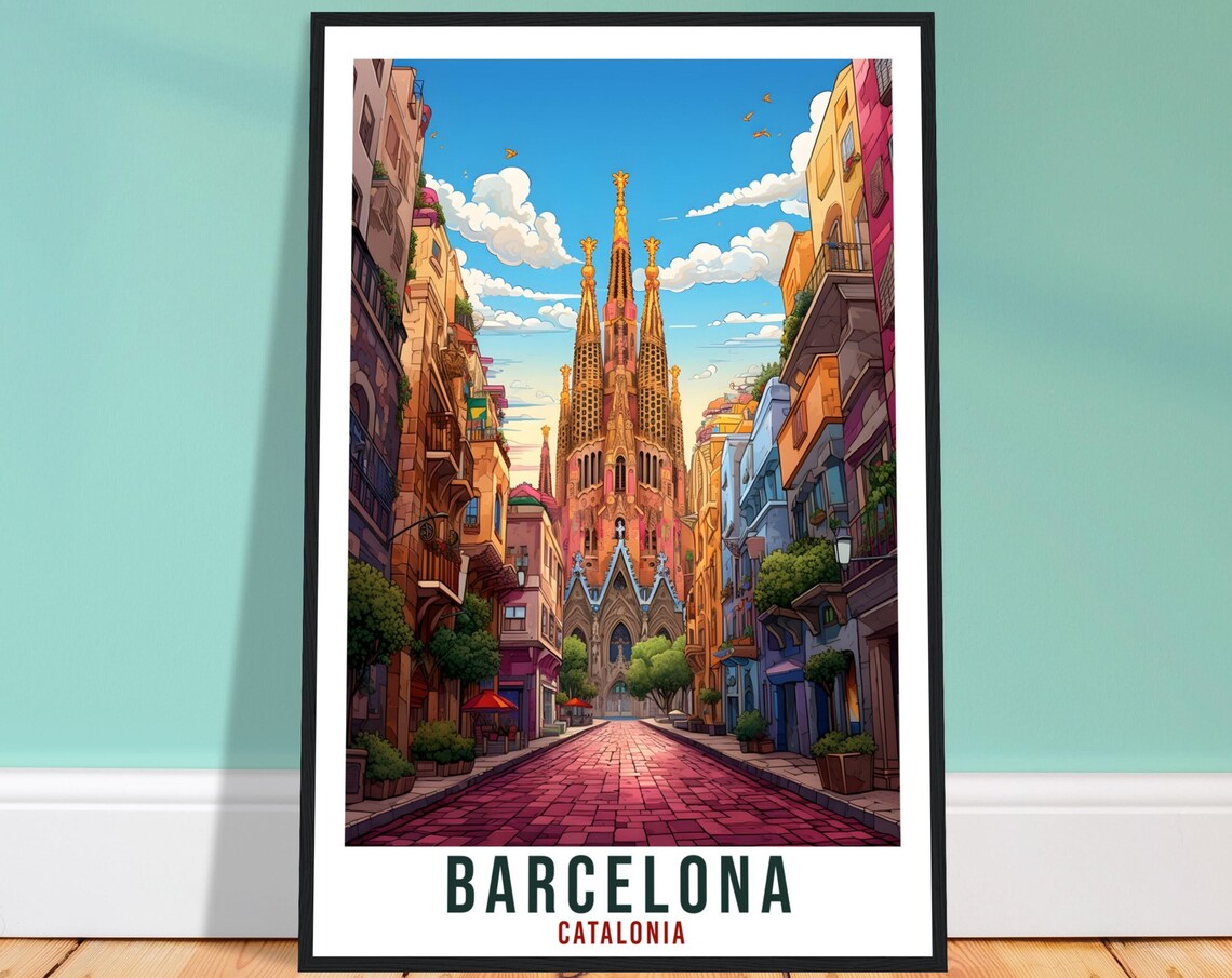 Barcelona Travel Print Spain Gift Poster