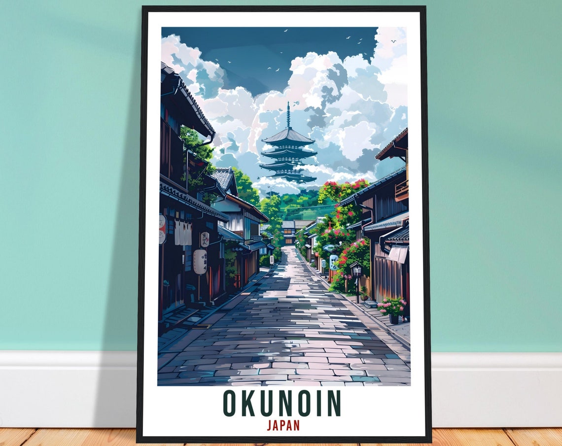 Okunoin Travel Print Japan Home Decoration Wall Art Gift Wall Hanging Art Lover Japanese Artwork Japan Okunoin Travel Poster Cityscape Print