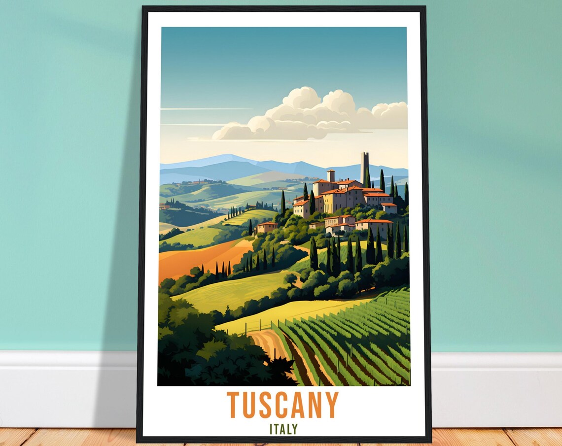 Tuscany Travel Poster, Italy Nature Landscape