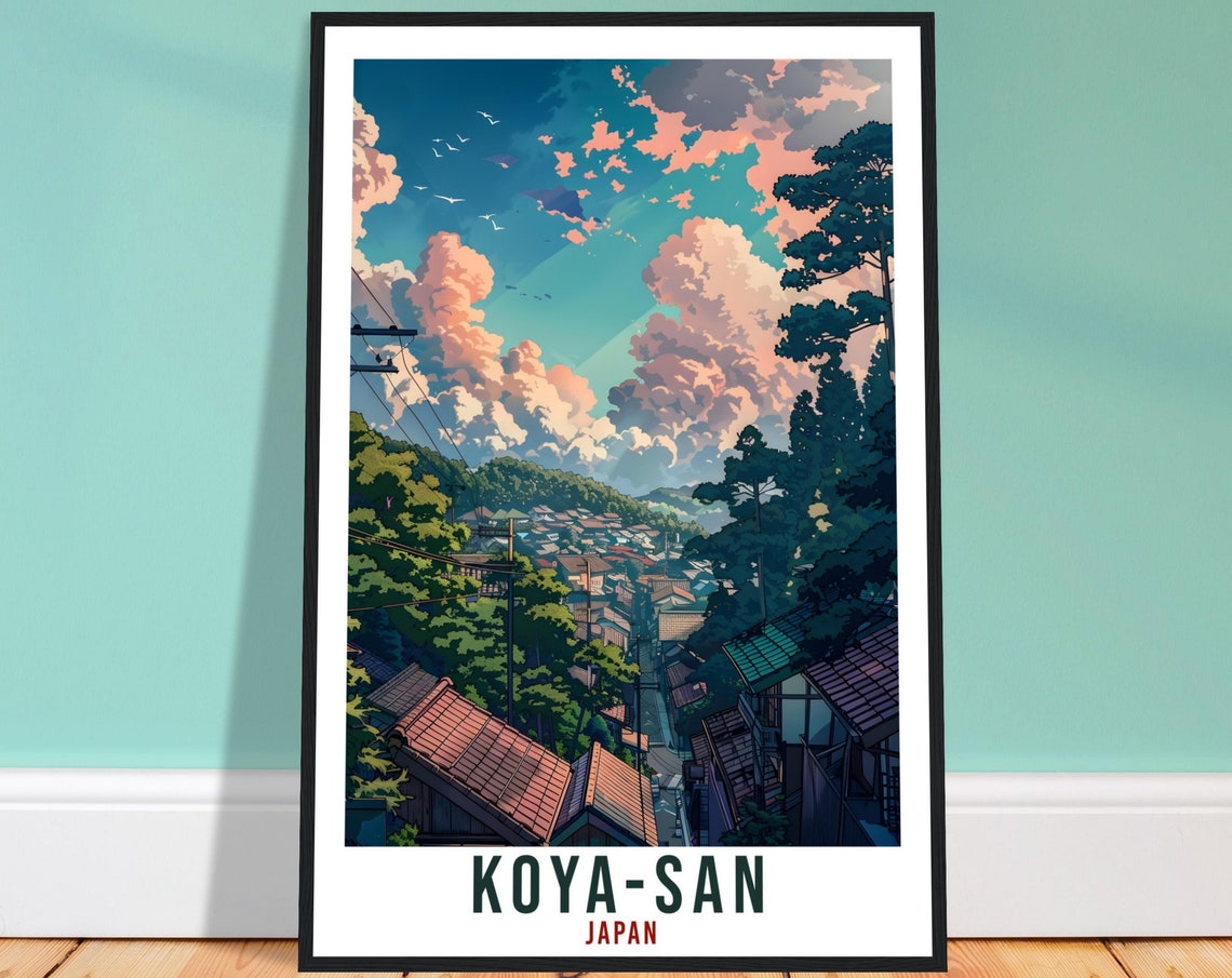 Koya San Travel Print Japan Home Decoration Wall Art Gift Wall Hanging Art Lover Japanese Artwork Japan Koya San Travel Poster Holiday Print