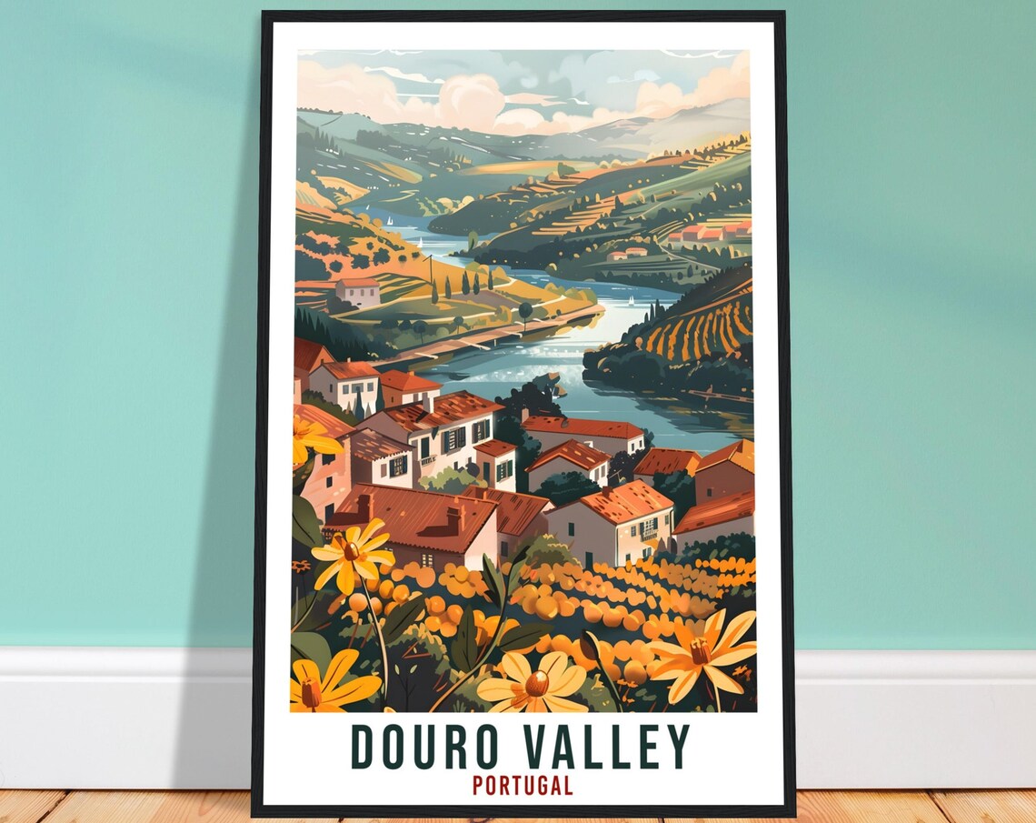 Douro Valley Travel Print Portugal Wall Art Wall Hanging Home Dcor Douro Valley Gift Portugal Landmark Artwork Gift Portugal Travel Poster