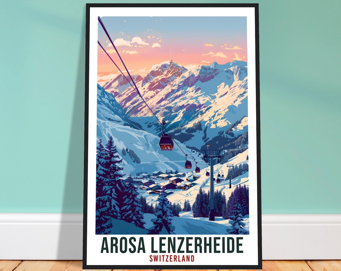Arosa Lenzerheide Swiss Travel Poster, Ski Gift