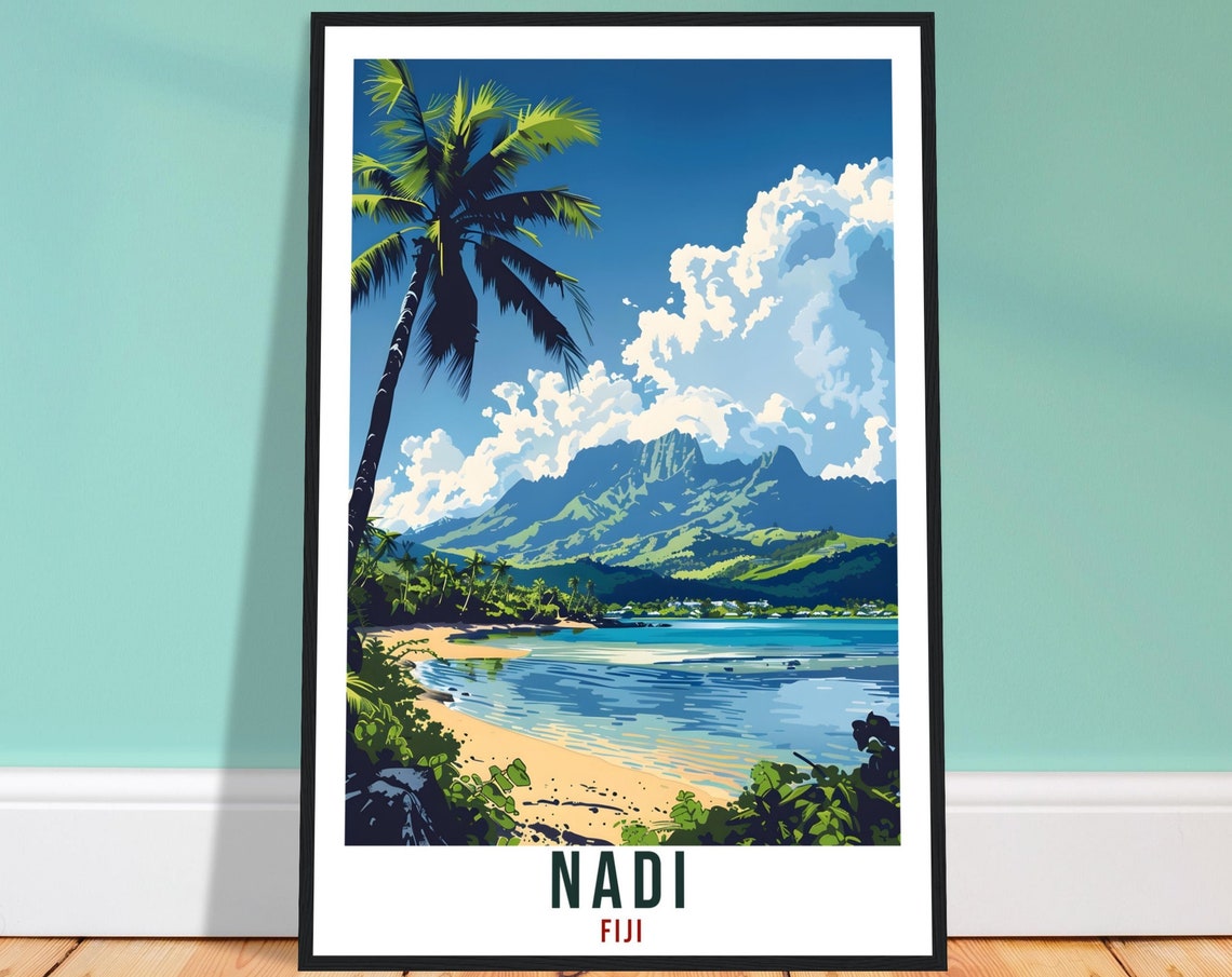 Nadi Fiji Travel Print Fiji Wall Art Wall Hanging Home Dcor Nadi Gift Fiji Islands Landmark Artwork Travel Art Nadi Fijian Travel Poster