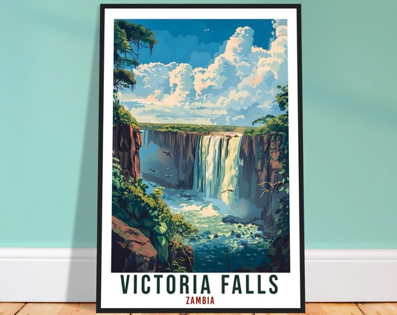 Victoria Falls Zambia Travel Print Wall Art Wall Hanging Home Dcor Victoria Falls Gift Art Lovers Zambia Artwork Gift Print African Poster