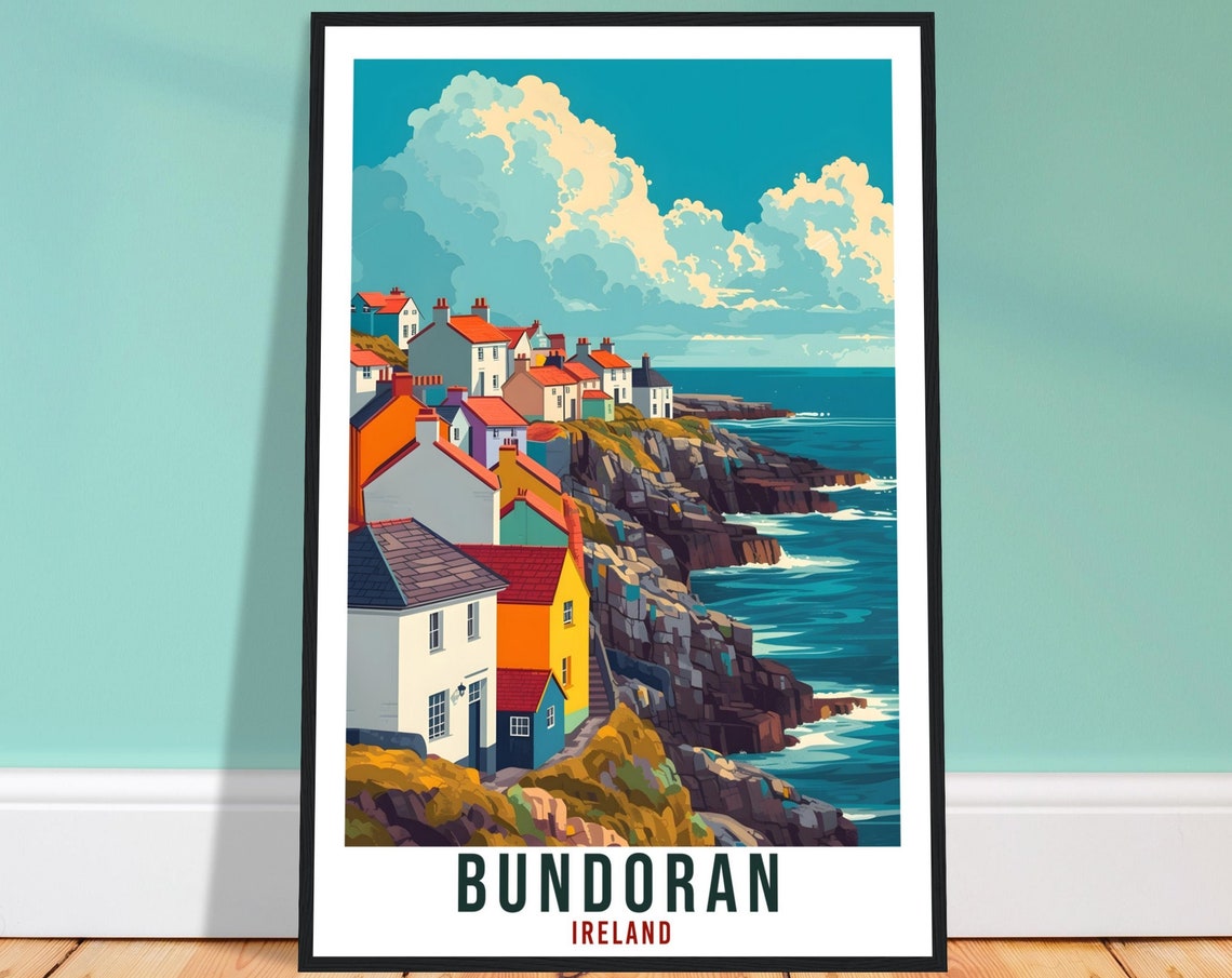 Bundoran Travel Print Ireland Home Decoration Bundoran Coast Wall Art Wall Hanging Art Lover Irish Artwork Bundoran Ireland Travel Poster