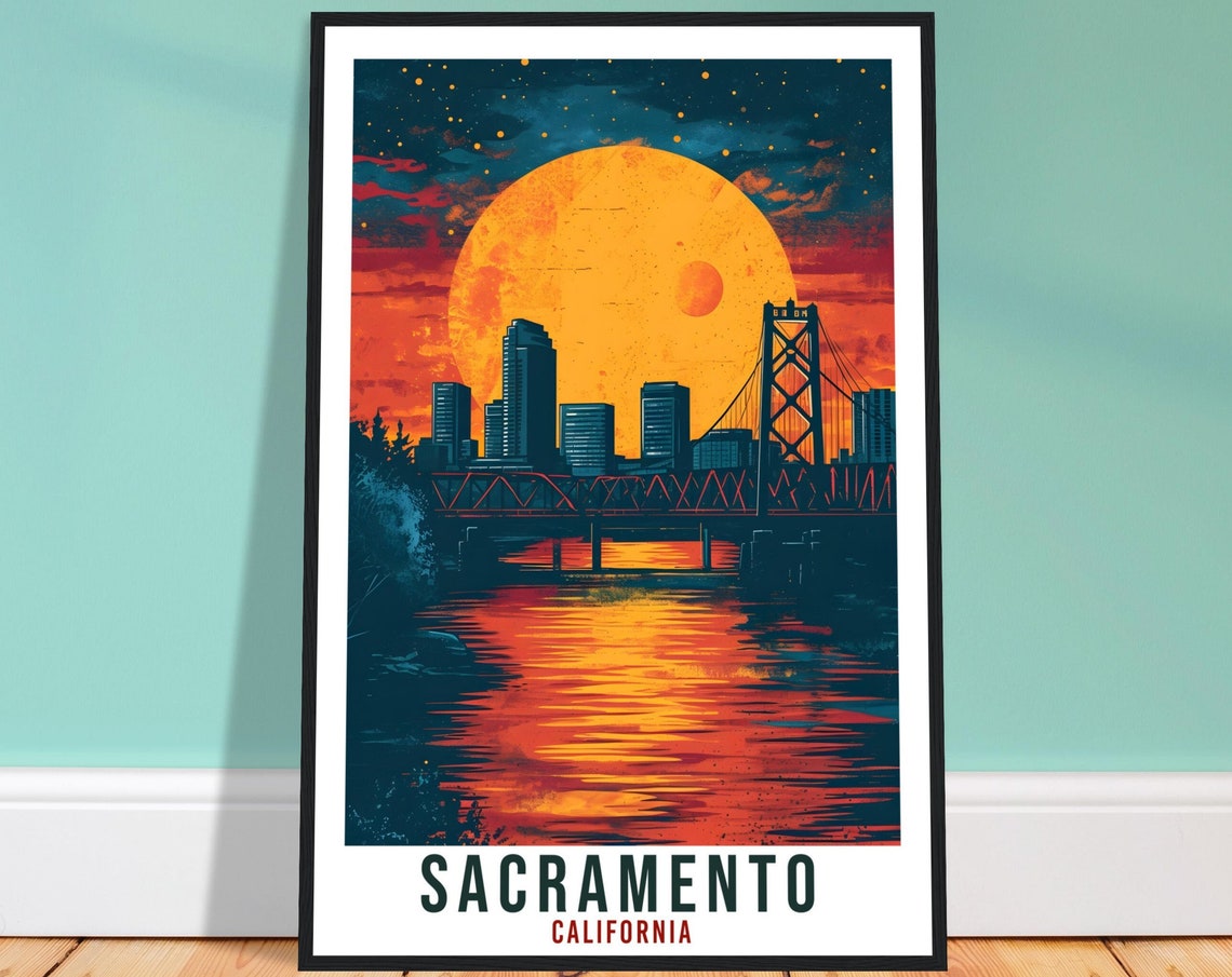 Sacramento Travel Print California Home Decoration Usa City Wall Art Gift Wall Hanging Art Lover California Artwork Sacramento Travel Poster