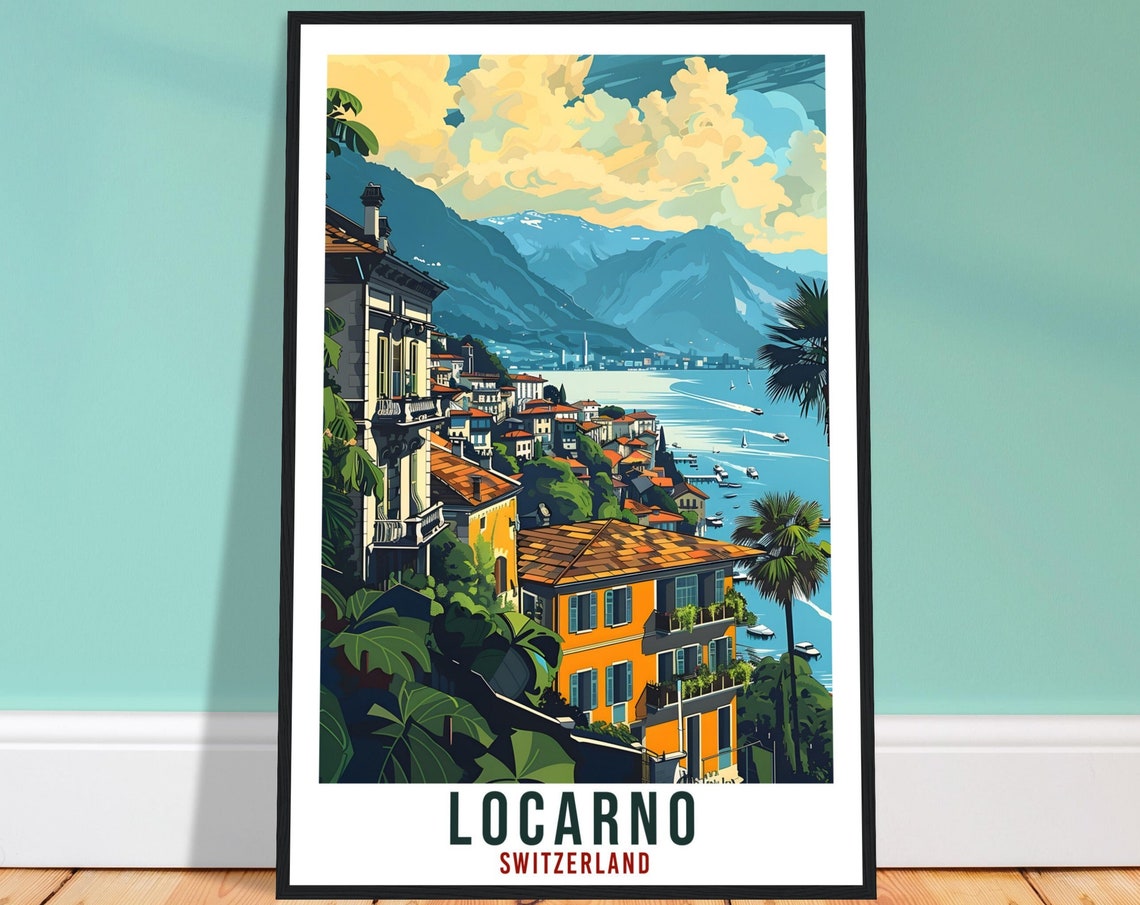 Locarno Travel Print Swiss Wall Art Wall Hanging Home Living Dcor Locarno Gift Art Lovers Gift Switzerland Artwork Gift Swiss Travel Poster