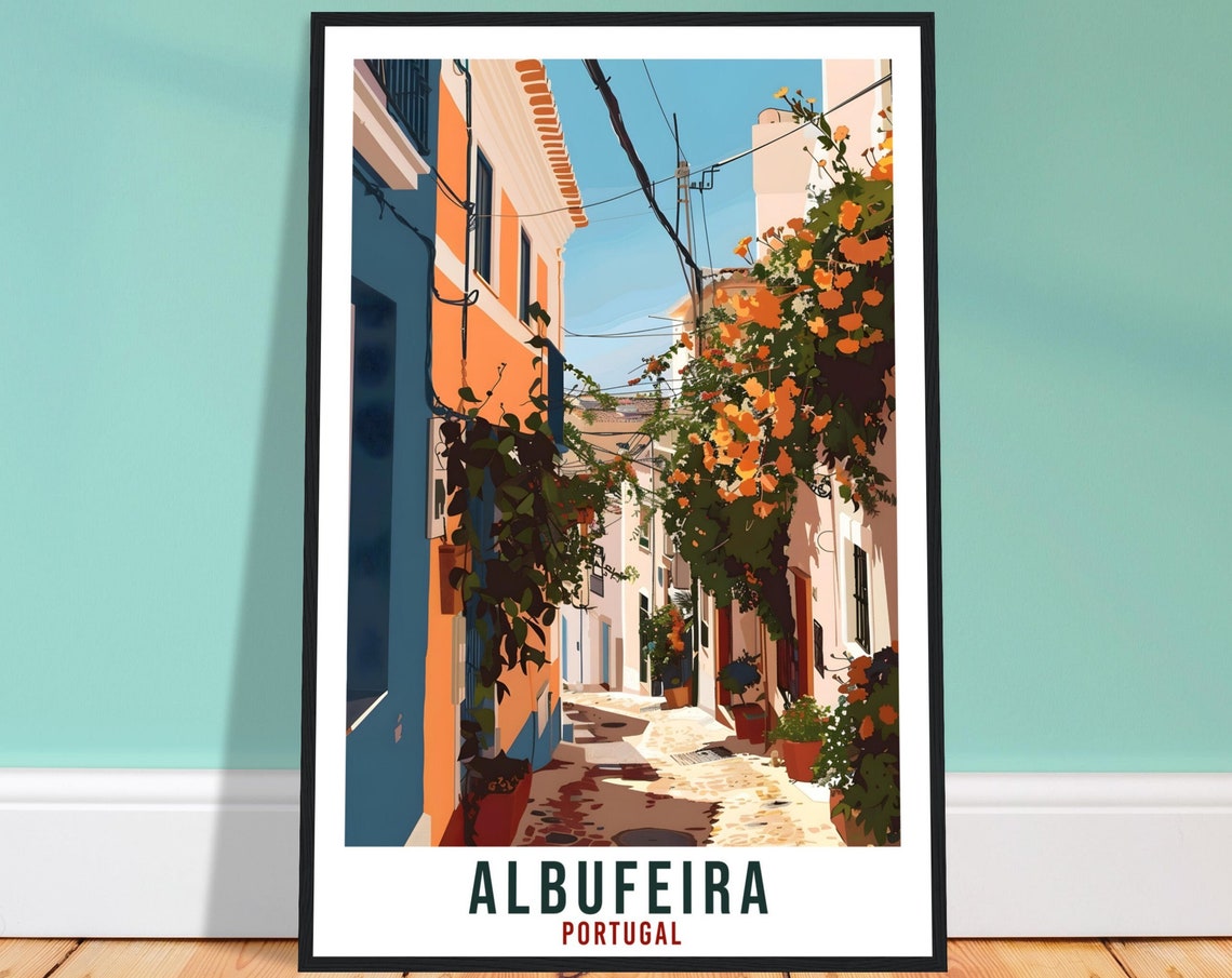 Albufeira Travel Print Portugal Wall Art Wall Hanging Home Dcor Albufeira Gift Portugal Landmark Artwork Gift Portugal Travel Poster Art
