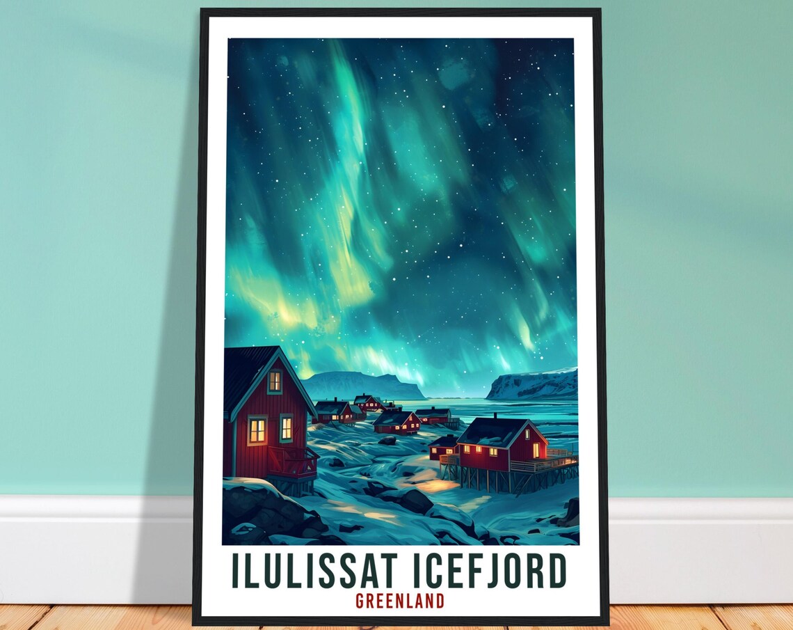 Ilulissat Icefjord Travel Poster, Greenland Landscape