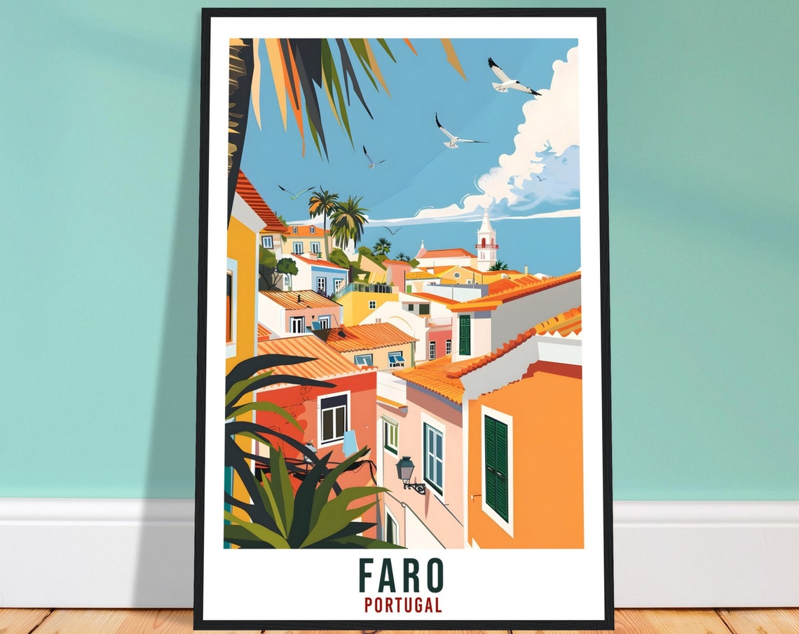 Faro Travel Print Home Decoration Wall Art Gift Wall Hanging Art Lover Portugal Artwork Portugal Faro Travel Poster Holiday Print Portuguese