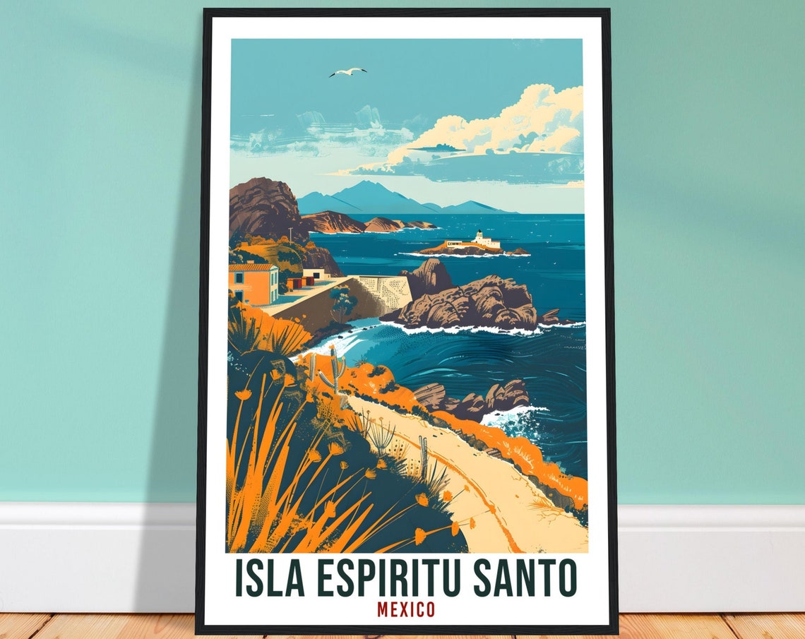 Isla Espiritu Santo Mexico Rugged Coast Rocky Cliffs Deep Blue Sea Poster