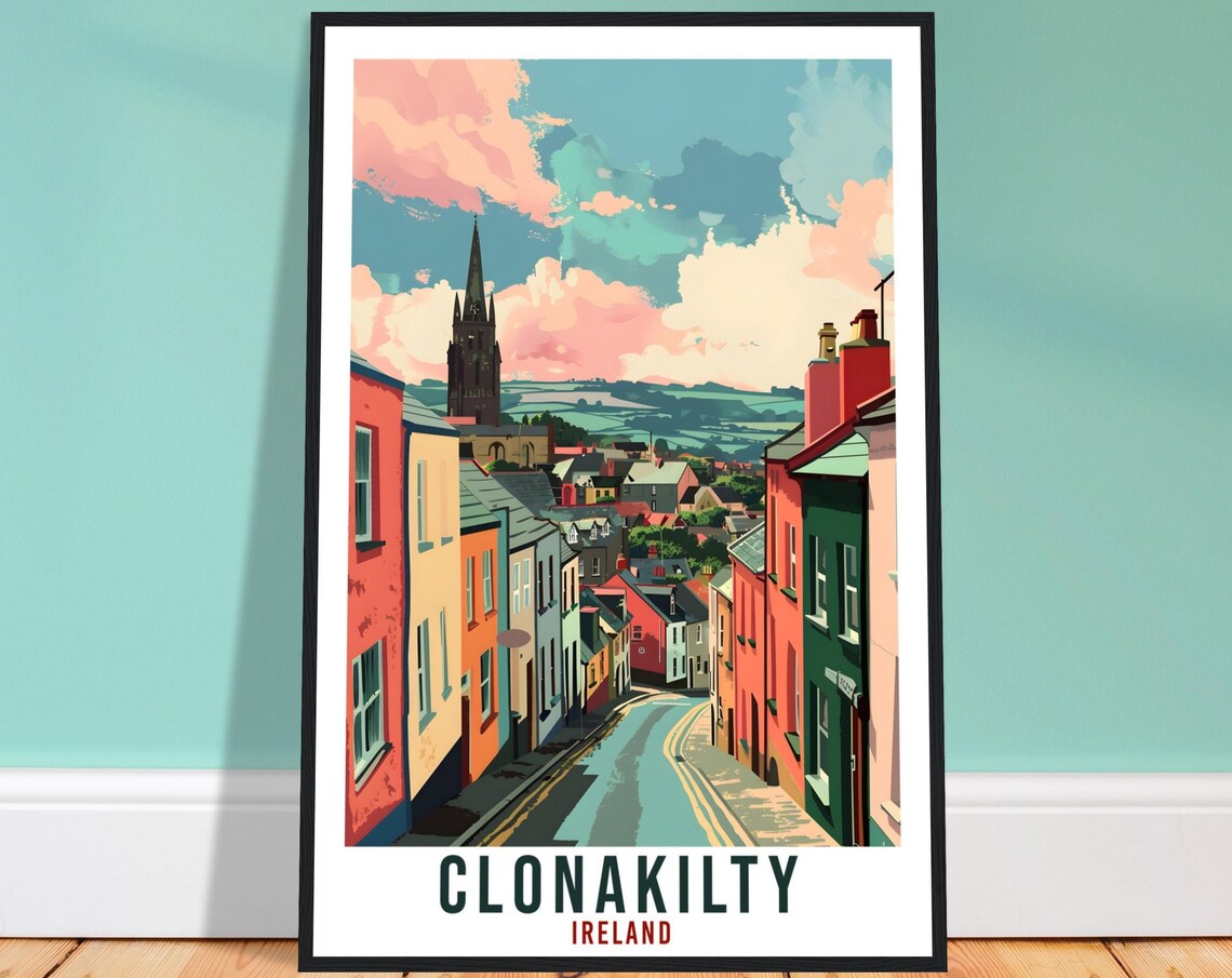 Clonakilty Travel Poster, Ireland Wall Art