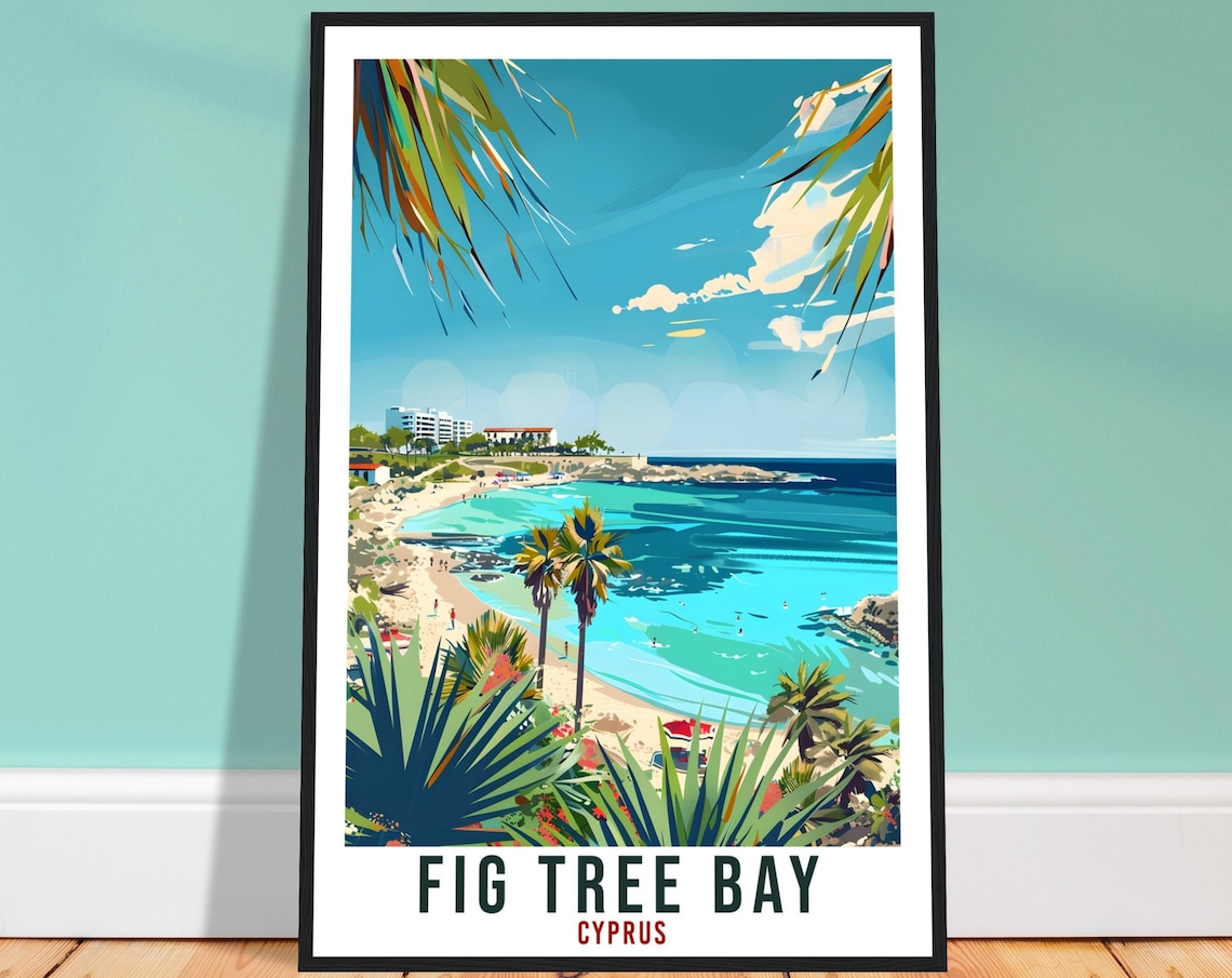 Fig Tree Bay Cyprus Travel Poster, Cyprus Wall Art