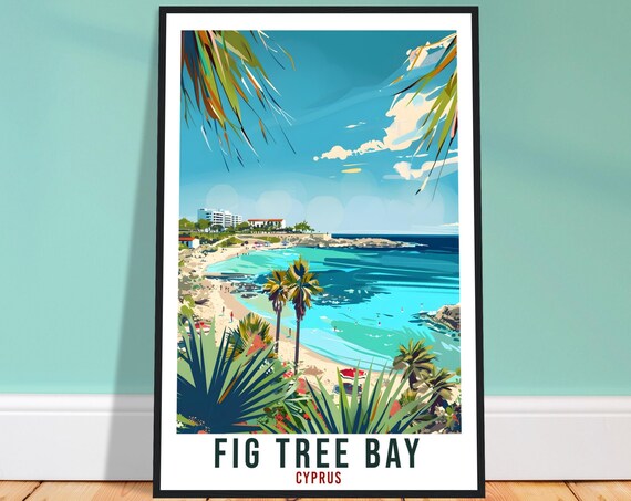 Fig Tree Bay Cyprus Travel Poster, Cyprus Wall Art