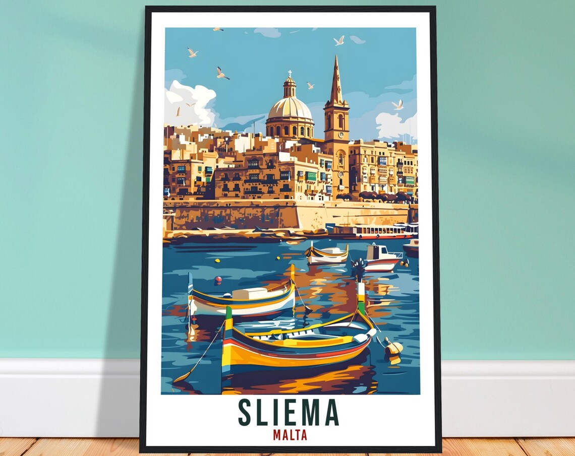 Sliema Malta Travel Poster, Europe Wall Art