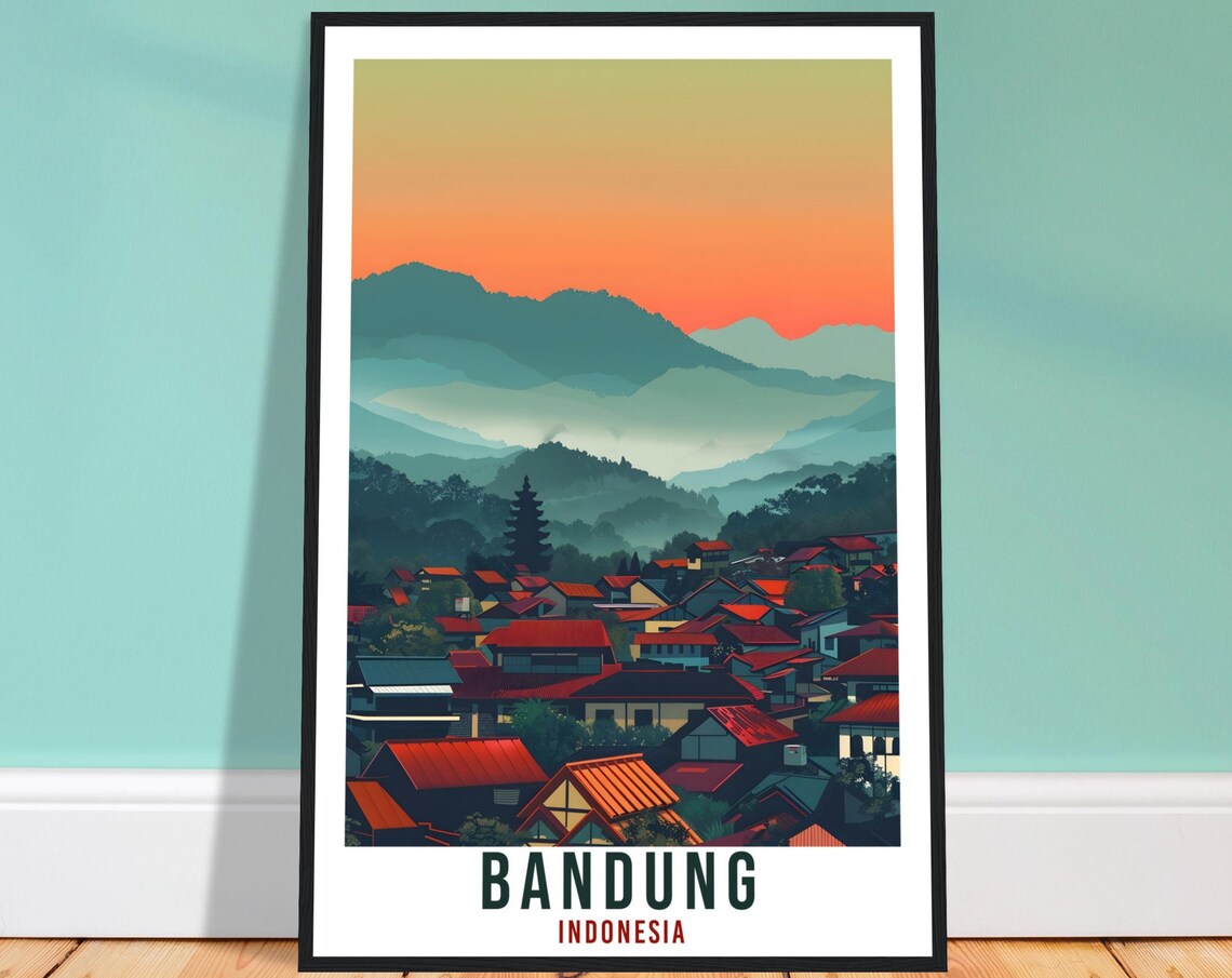 Bandung Bali Travel Print Bali Wall Art Wall Hanging Home Dcor Bandung Gift Landmark Artwork Travel Art Indonesia Bandung Travel Poster