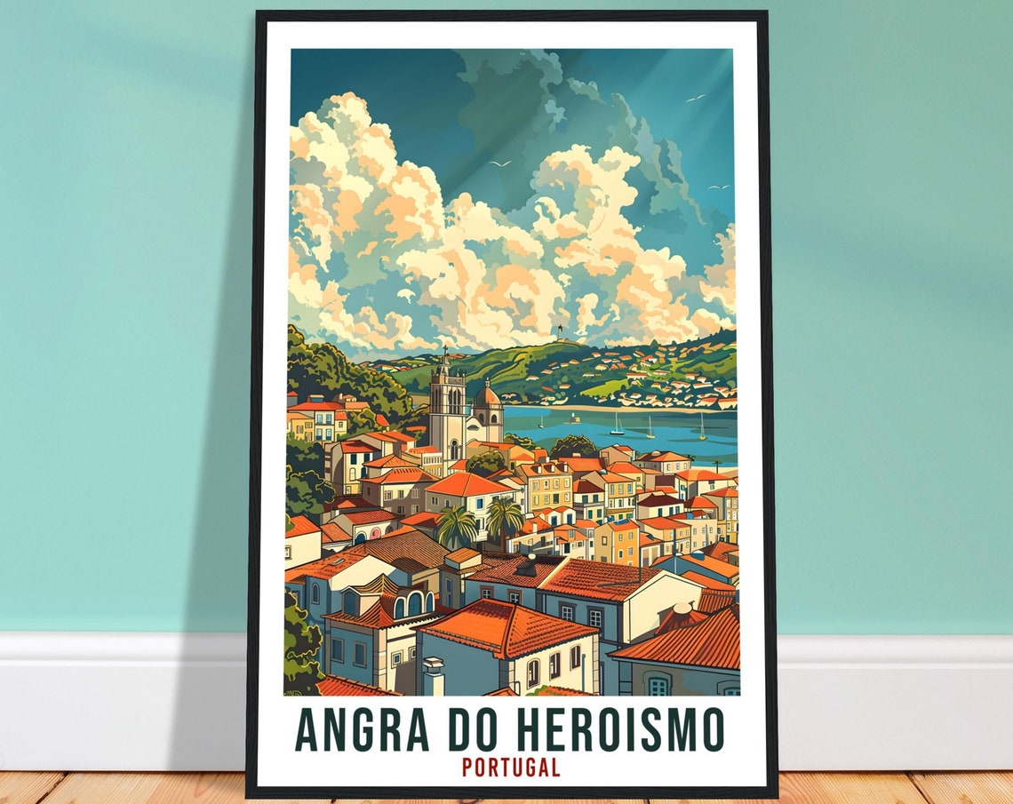 Angra Do Heroismo Travel Print Portugal Wall Art Wall Hanging Home Dcor Angra Do Heroismo Gift Portugal Landmark Artwork Gift Travel Poster