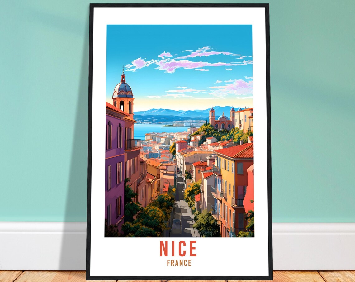 Nice France Mediterranean City Bay Cathedral View Travel Poster