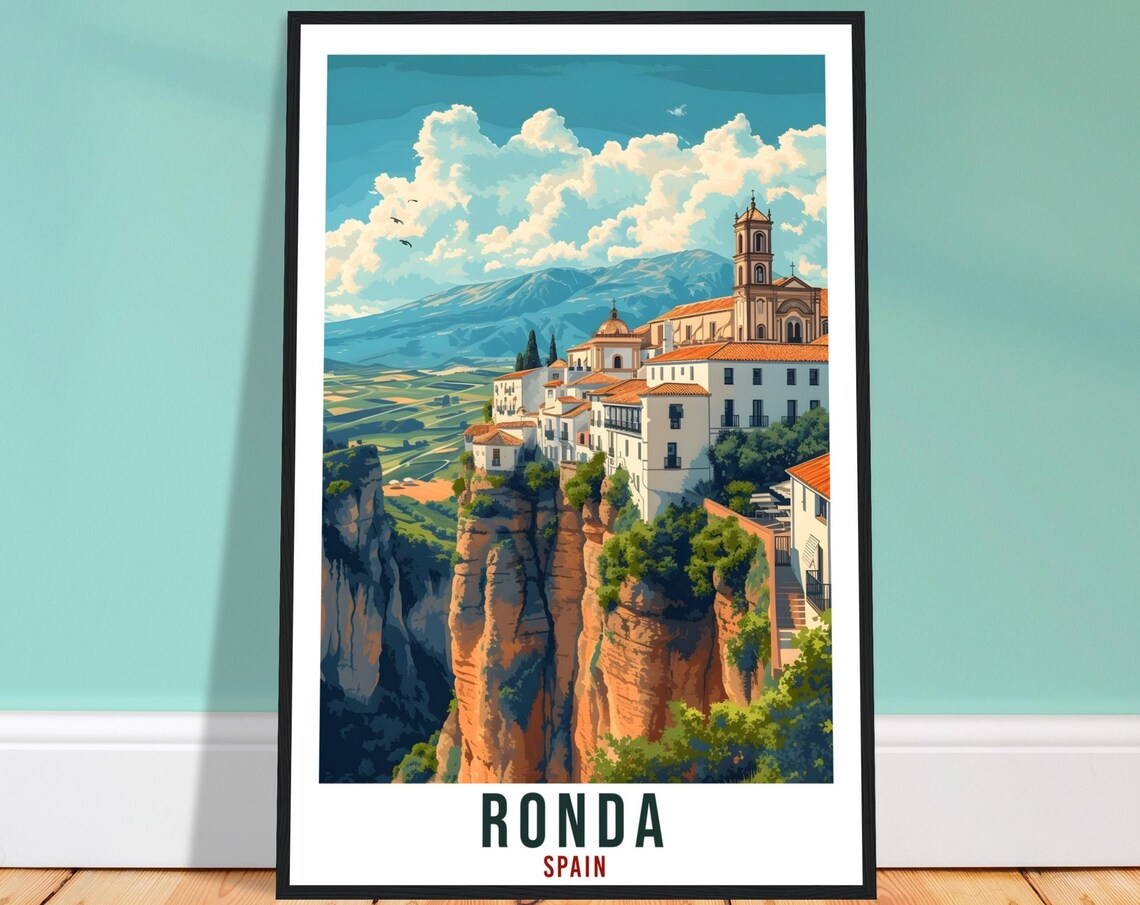 Ronda Travel Print Spain Home Decoration Ronda Art Gift Spanish City Wall Art Gift Wall Hanging Art Lover Spain Artwork Ronda Travel Poster