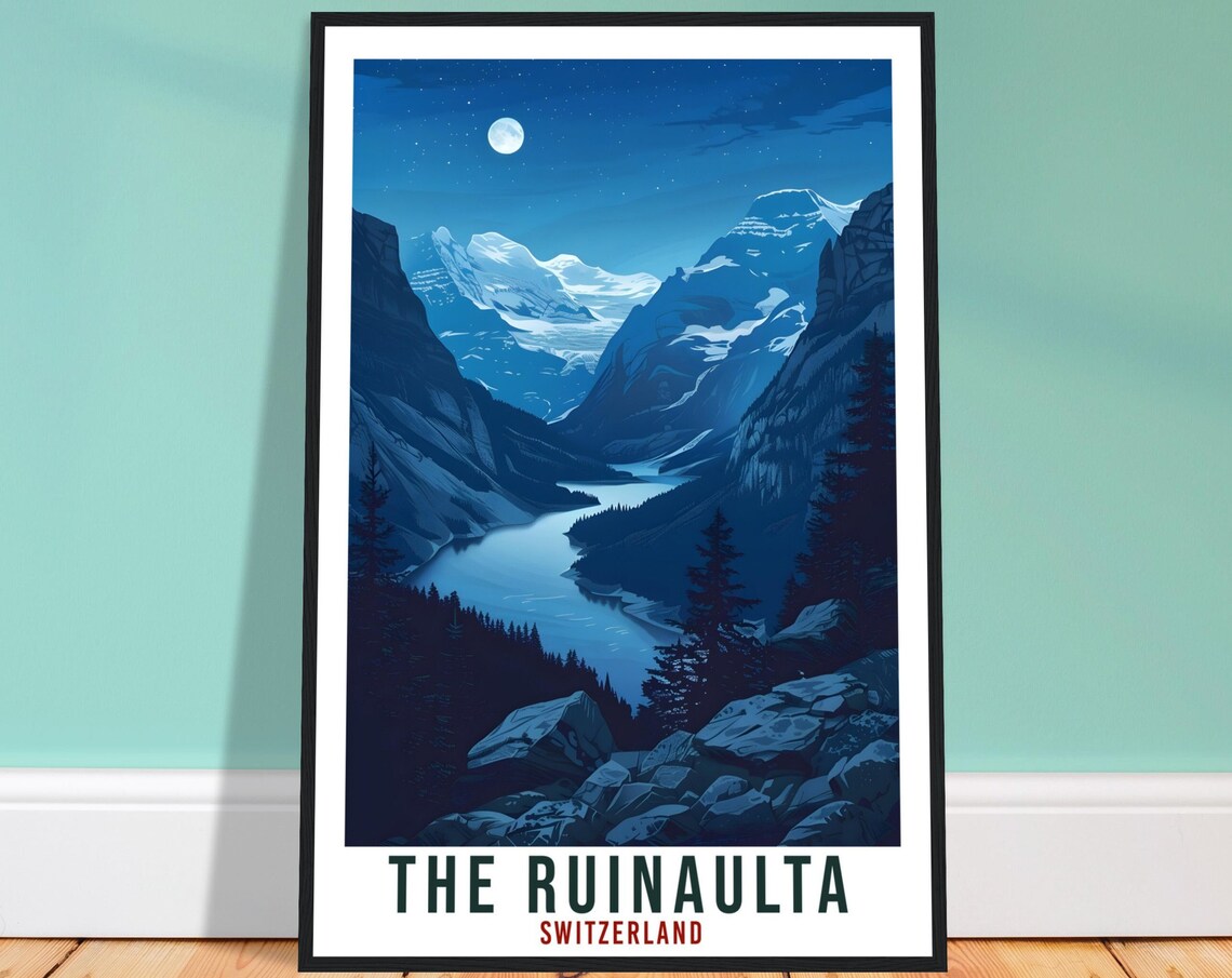 The Ruinaulta Switzerland Night Moonlit Gorge Canyon Travel Poster