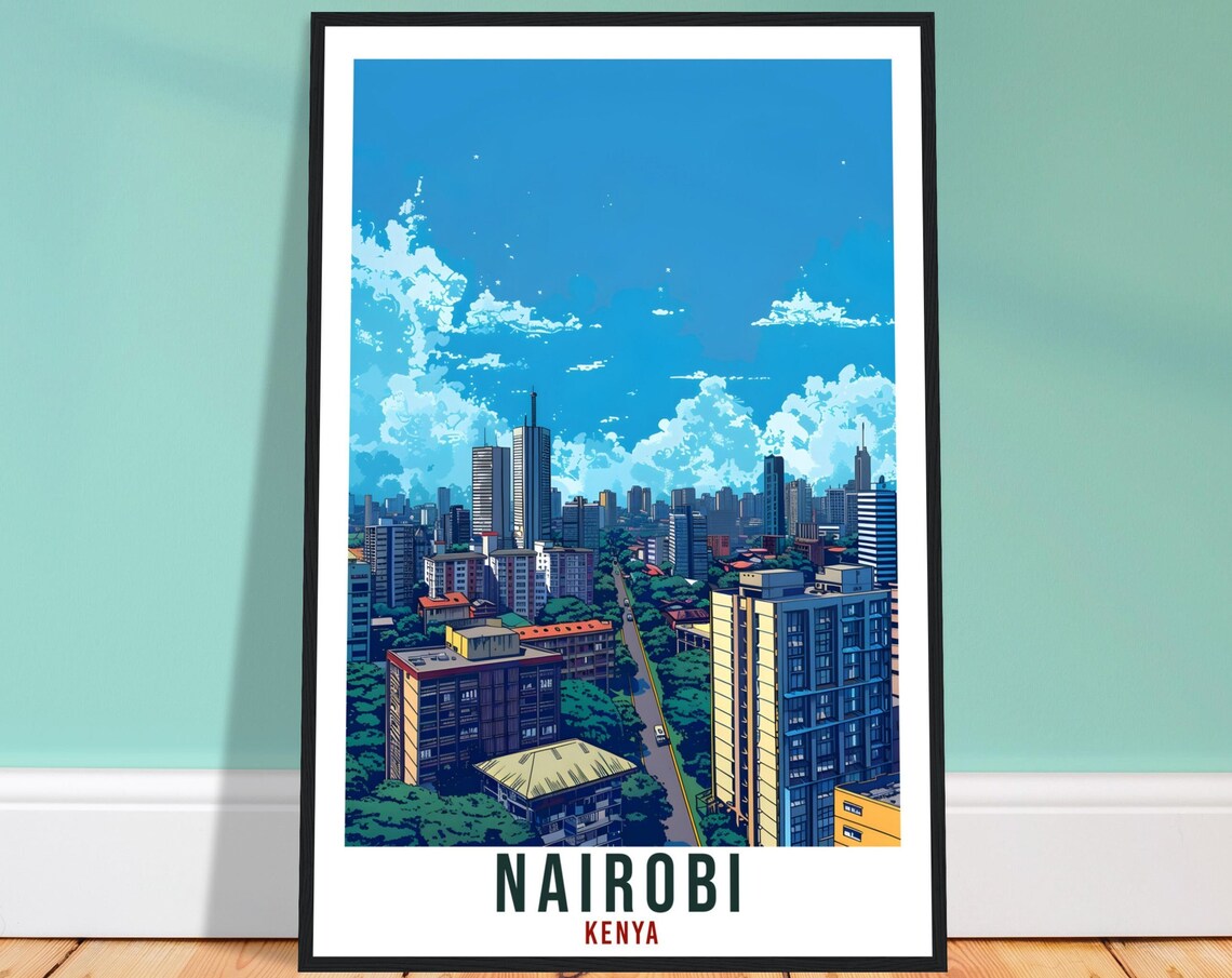 Nairobi Kenya Blue Sky City Skyline Modern Towers Travel Poster
