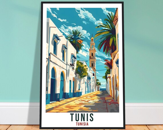 Tunis Tunisia Travel Print Tunis Wall Art Wall Hanging Home Dcor Tunis Gift Art Lovers Tunisia Artwork Gift Print African Landmark Poster