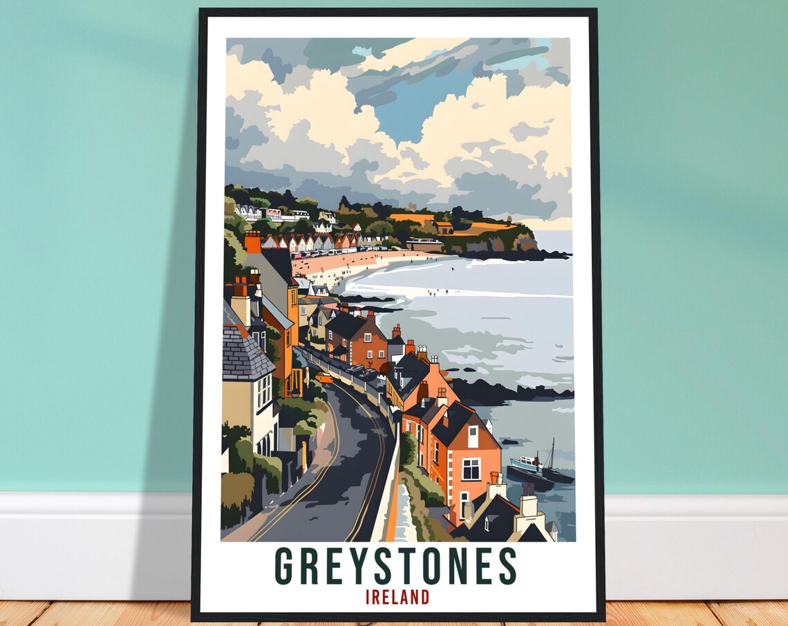 Greystones Travel Poster, Ireland Wall Art