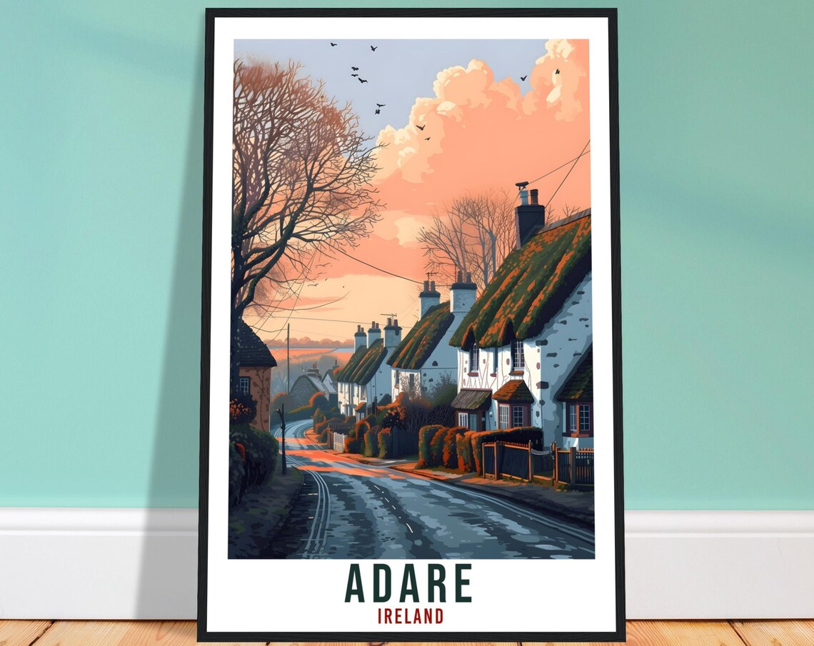 Adare Ireland Thatched Cottages Village Street Travel Poster