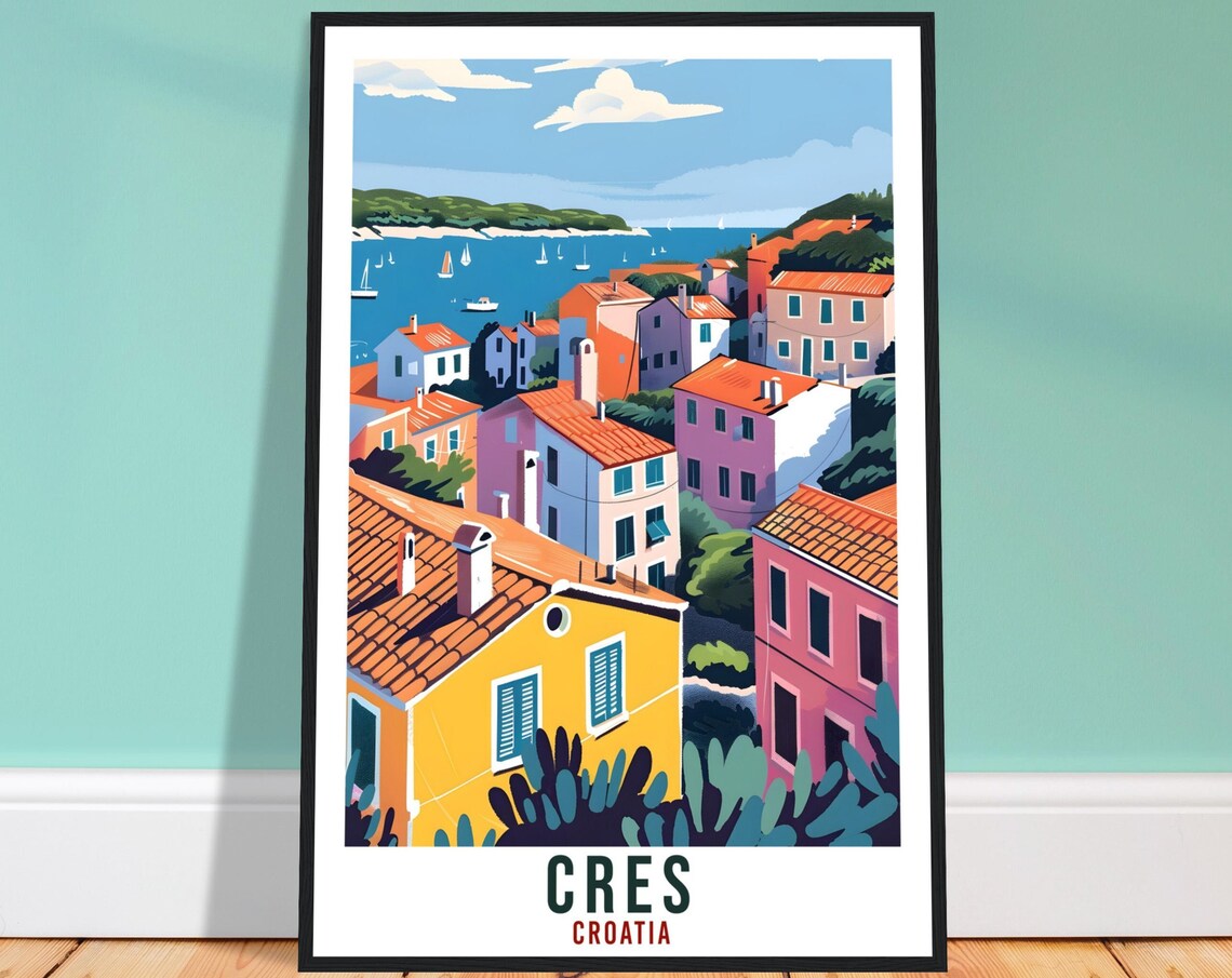 Cres Island Travel Poster, Croatia Landmark Art Print
