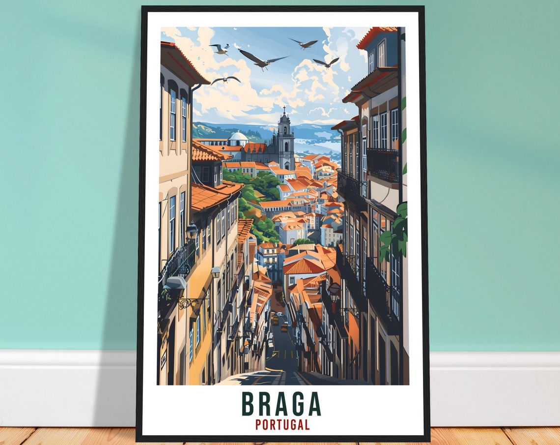 Braga Travel Print Portugal Wall Art Wall Hanging Home Dcor Braga Gift Portugal Landmark Artwork Gift Portugal Braga Holiday Travel Poster