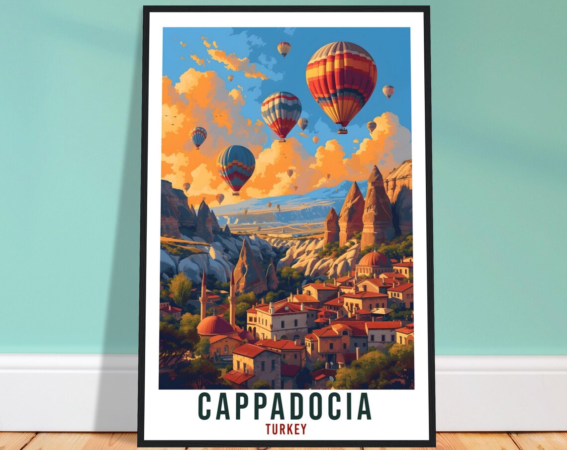 Cappadocia Turkey Hot Air Balloons Fairy Chimneys Travel Poster