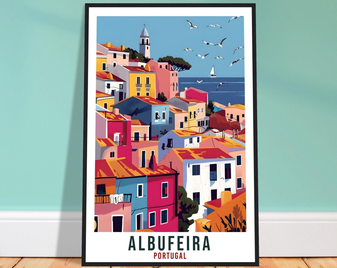 Albufeira Travel Print Portugal Wall Art Wall Hanging Home Dcor Albufeira Gift Portugal Landmark Artwork Portugal Albufeira Travel Poster