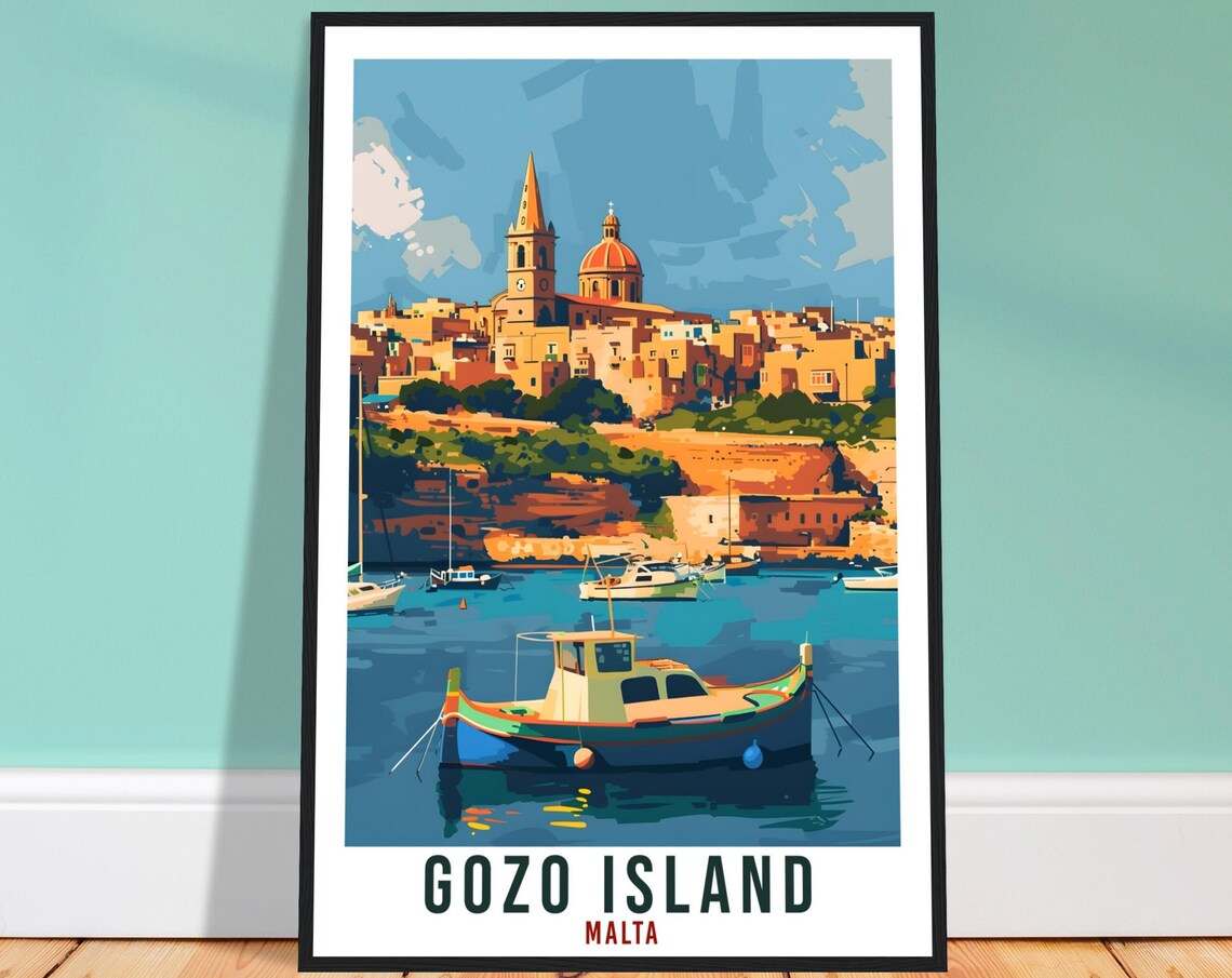Gozo Island Travel Poster, Malta Travel Poster
