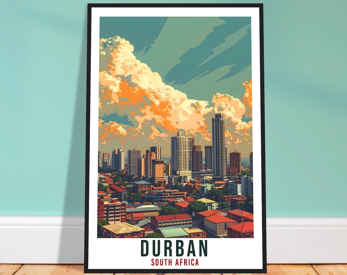 Durban South Africa Downtown Towers Skyline Urban Travel Poster
