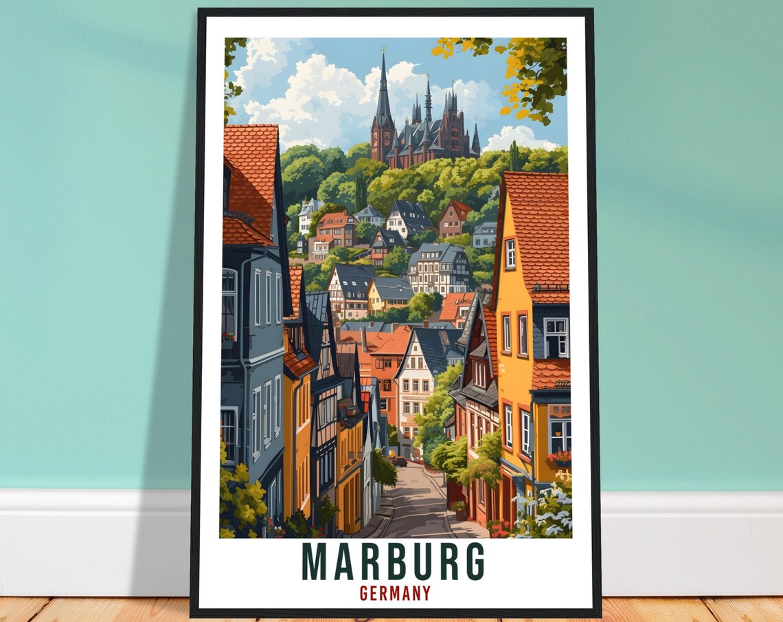 Marburg Travel Poster, German City Wall Art