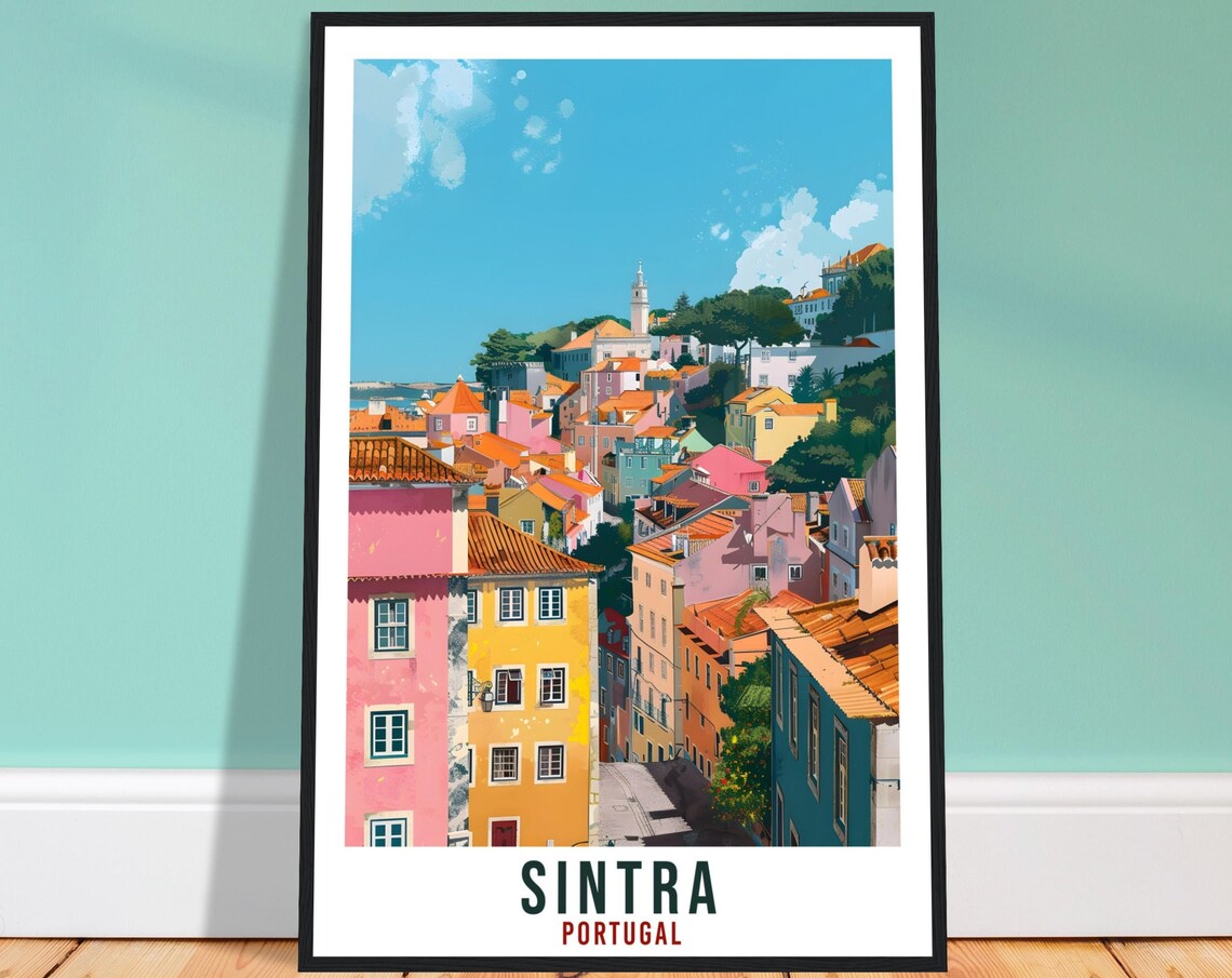 Sintra Portugal Colorful Hillside Old Town Summer Travel Poster