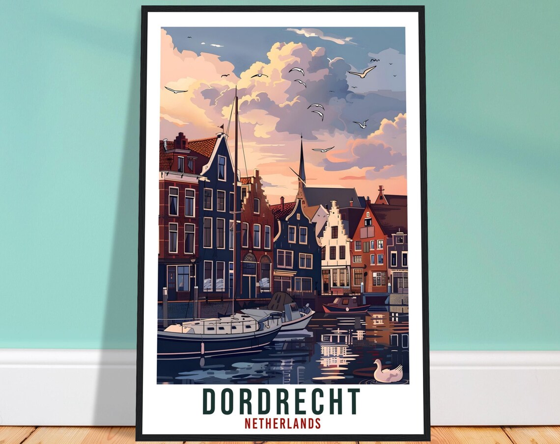 Dordrecht Travel Poster, Holland Place Wall Art